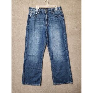 Aeropostale High Rise Wide Leg Jeans Womens 14 Blue Medium Wash Non Stretch NEW